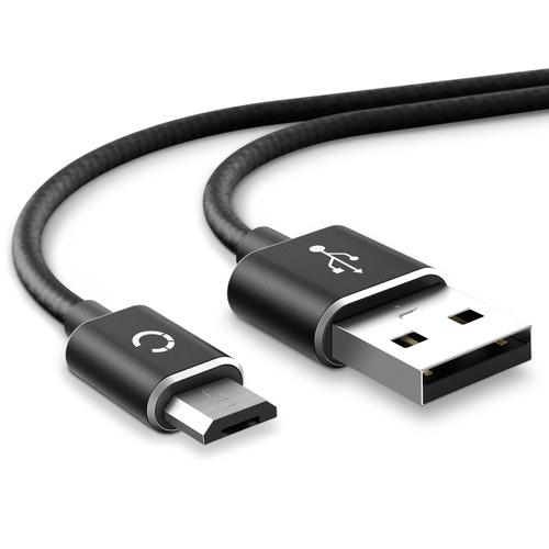 Câble USB pour TechniSat TECHNIPHONE ISI 3 - 1m Fil charge data 2.4A noir/argent cordon Nylon