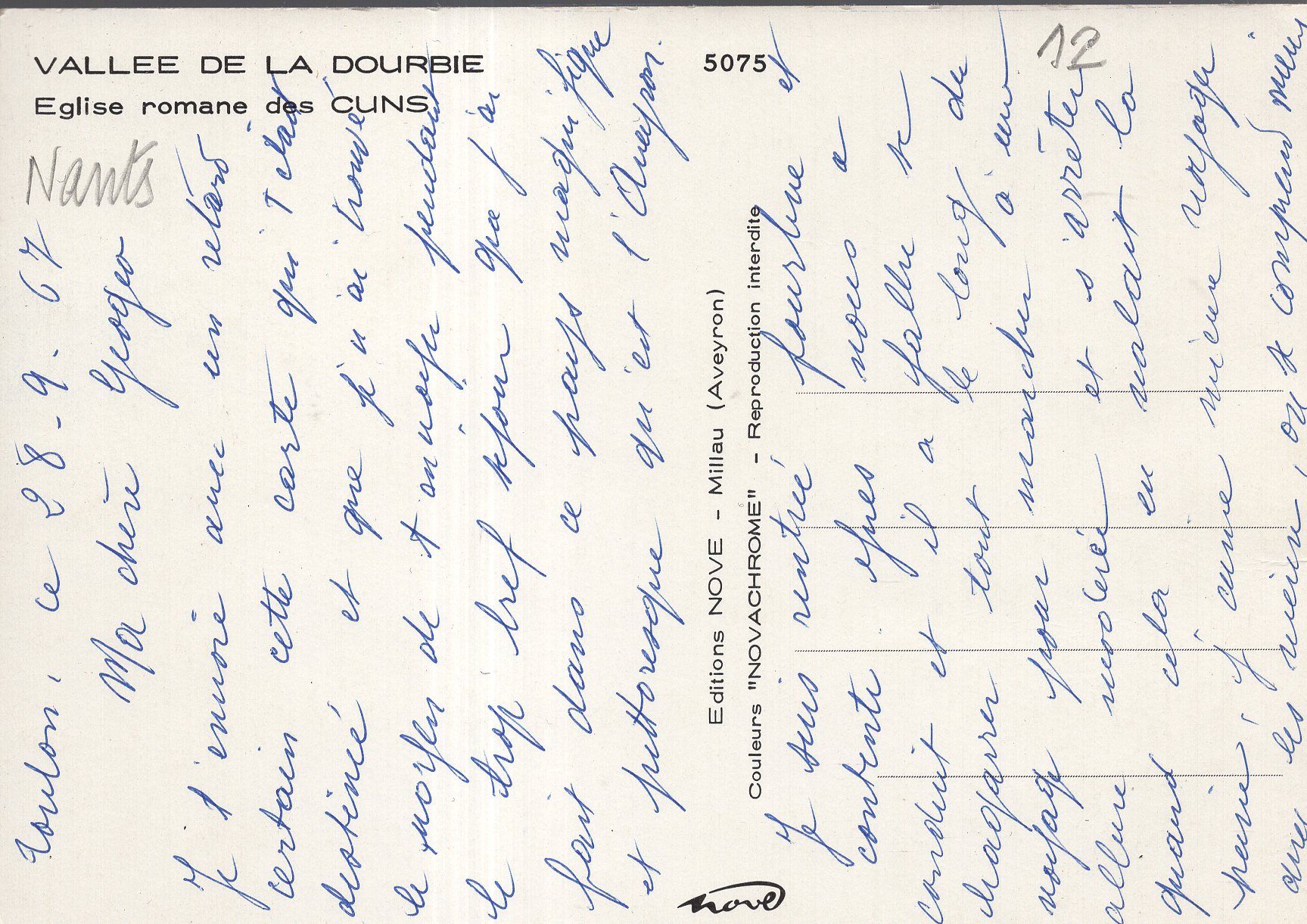 Carte Postale De Nants Aveyron Vallee De La Dourbie Eglise Romane Des Cuns Rakuten