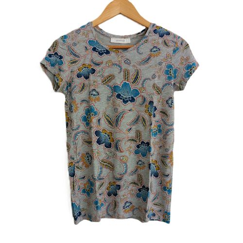 T Shirt Gris A Fleurs Multicolore. Promod. Taille 38