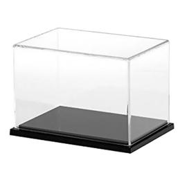 Boîte Acrylique Boîte Plexiglas de Rangement Cube Transparente pour Figurines ACRLIE Vitrine pour Collection Présentoir Anti-poussière avec Base et Bande Lumineuse Vitrine Comptoir pour Salon 