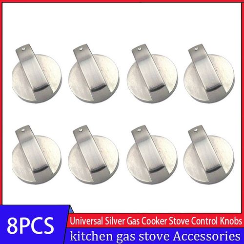 Boutons de commande universels de cuisinière à gaz en métal argenté, 6mm, adaptateurs interrupteur de four, verrouillage de contrôle de Surface de cuisson, 8 pièces