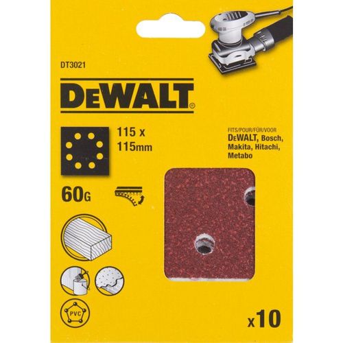 DeWalt DT3021 Feuilles abrasives - G60 - 115x115mm (10pce.)