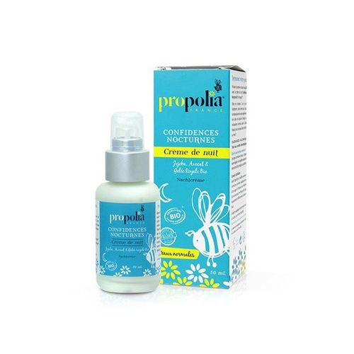 Crème De Nuit Bio, Peaux Normales "Confidences Nocturnes" - Jojoba, Avocat, Gelée Royale - Propolia 