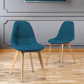 IDMARKET Lot de 4 chaises ROBINE en tissu bleu canard pour salle à manger -  Cdiscount Maison