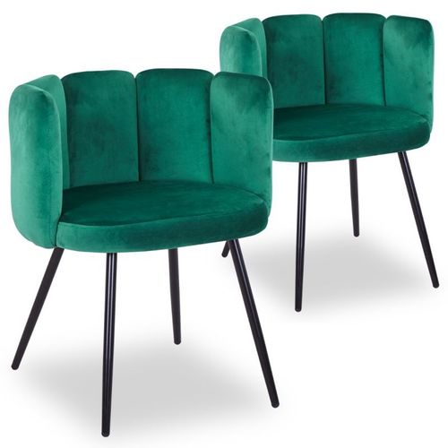 Paris Prix - Lot De 2 Chaises Design Velours "Agal" 75cm Vert