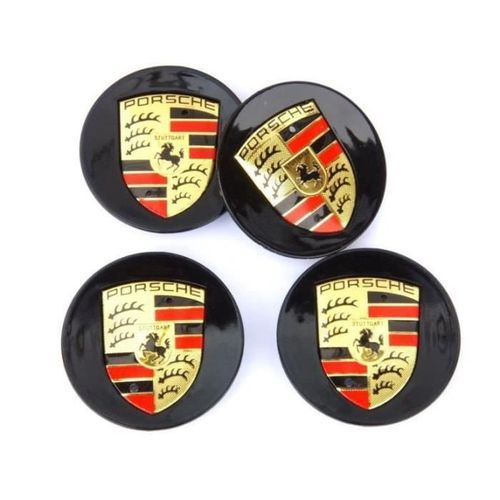 4 X Bouchons Roue 76 Mm Enjoliveur De Moyeu Pour La Norme Porsche Noir Abs