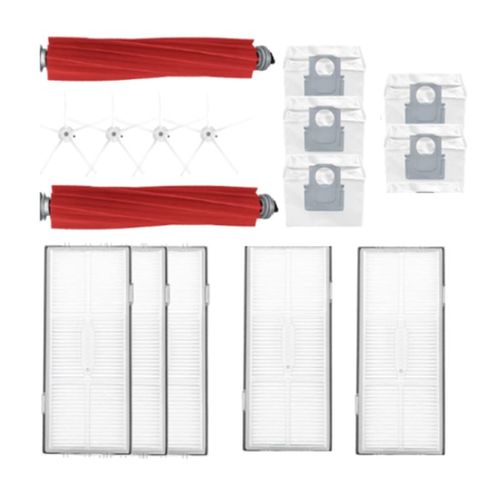 Pour Roborock S7 Maxv Ultra/T8plus, brosse pentagone principale blanche, tissu antibactérien jetable, filtre les poussières, pièces de sacs