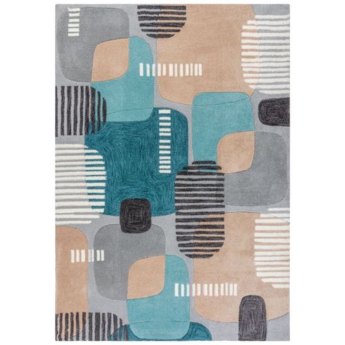 Tapis De Salon Moderne Pop Art 120x170 Cm Bleu Turquoise - Novatrend