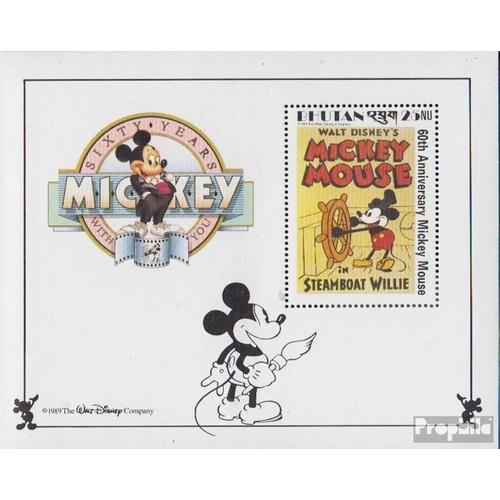 Bhoutan Bloc 180 Neuf Avec Gomme Originale 1989 Walt-Disney-Figure Micky Maus