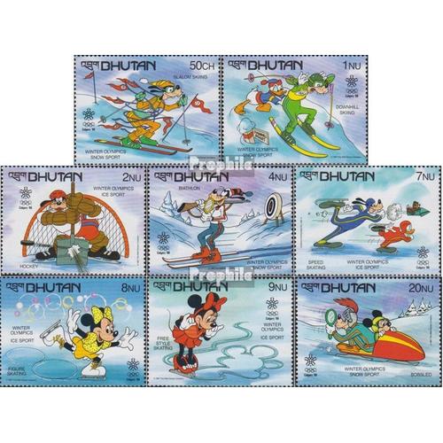 Bhoutan 1050-1057 (Complète Edition) Neuf Avec Gomme Originale 1988 Walt Disney Personnages