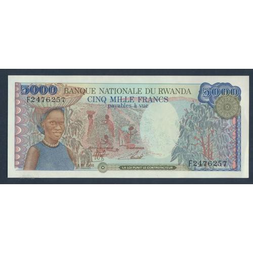 Rwanda Pick-No: 22a (1988) 1988 5.000 De Francs (9431687