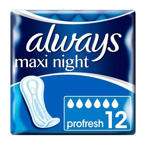 Lot De 4 - Always : Maxi Night - Serviettes Profresh Sans Ailettes - 12 Serviettes 