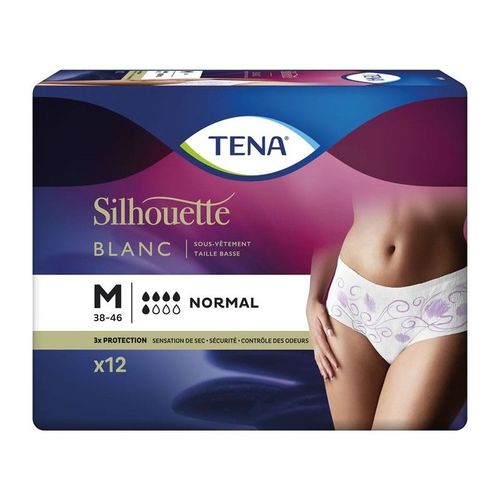 Tena Silhouette Blanc Normal - Sous-Vêtements Fuites Urinaires Taille M 38-48 (75-100 Cm) 12 Couches 