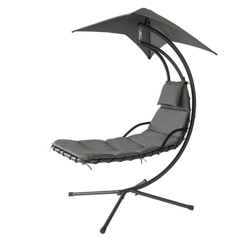 Sobuy Ogs39-Sg Bain De Soleil Hamac Transat Suspendu Lit Suspend Balancelle De Jardin Et Patio Fauteuil - Gris Foncé