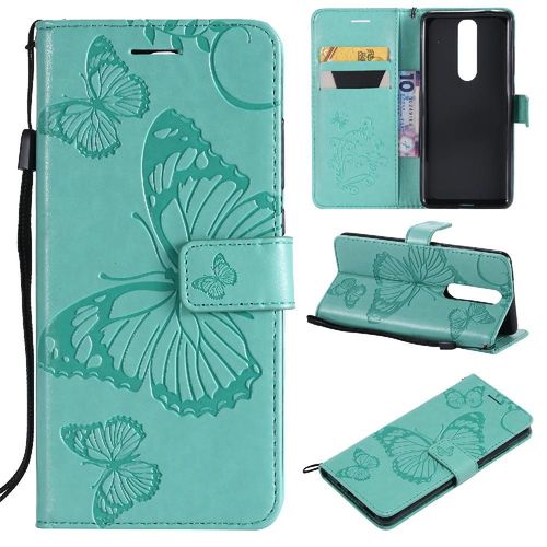 Flip Étui Pour Nokia 5.1 Couverture Antichoc Couverture Magnétique Flip Kickband Cuir Pu Avec Support De Fente Pour Carte - Vert