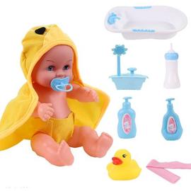 Ensemble de bain poupée bébé poupon 30 cm reborn jouet baignoire douche  biberon sucette canard savon serviette poupée baigneur boit et fait pipi  couche - yeux dormeur - jeux pour enfants