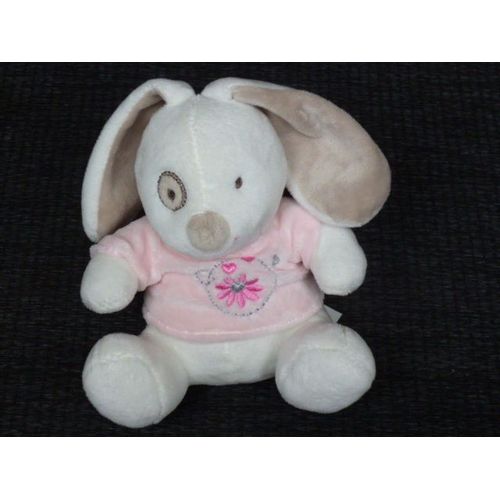 Doudou Lapin Blanc Rose Cocard Fleur Pat Et Ripaton
