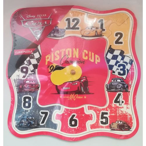 Puzzle Bois - 12 Pièces - Cars - Forme Horloge