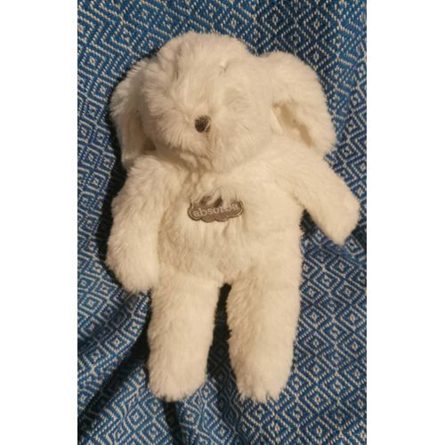 Doudou Peluche Lapin Blanc Étiquette Billes Absorba