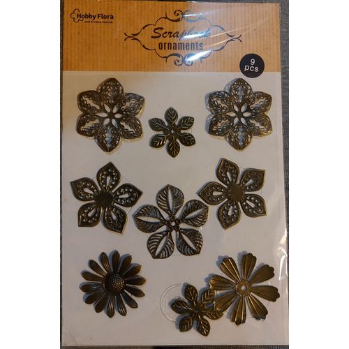 9 Décorations En Métal Thème Fleurs - Scrapbooking, Carterie, Décoration....