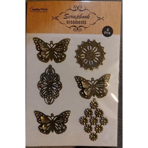 6 Décorations En Métal Thème Papillon, Rosaces - Scrapbooking, Carterie, Décoration....