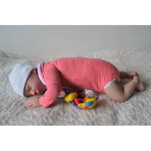 Bébé Reborn Domitille Bébé Réaliste Yeux Fermés Full Vinyle Silicone 52 Cm Comme Un Vrai Bébé 2,7kg Nouveau Né Corps Souple Cadeau Nurserie Nouvelle Maman Jouet Enfant Collectionneuse Poupon Garçon Ou