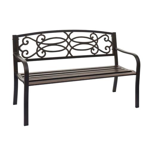 Banc De Jardin Hwc-F44, Banc Du Parc, 2 Places, Acier Thermolaqué   Bronze Vintage