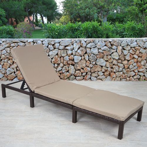 Chaise Longue Hwc-A51, Polyrotin, Bain De Soleil, Transat De Jardin   Basic Marron, Coussin Crème