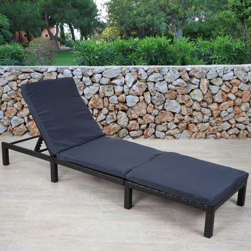 Chaise Longue Hwc-A51, Polyrotin, Bain De Soleil, Transat De Jardin   Basic Anthracite, Coussin Gris