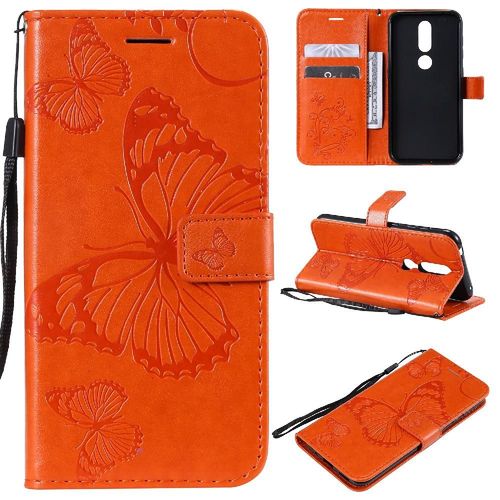 Flip Étui Pour Nokia 4.2 Couverture Antichoc Avec Support De Fente Pour Carte Cuir Pu Couverture Magnétique Flip Kickband - Couleur Orange