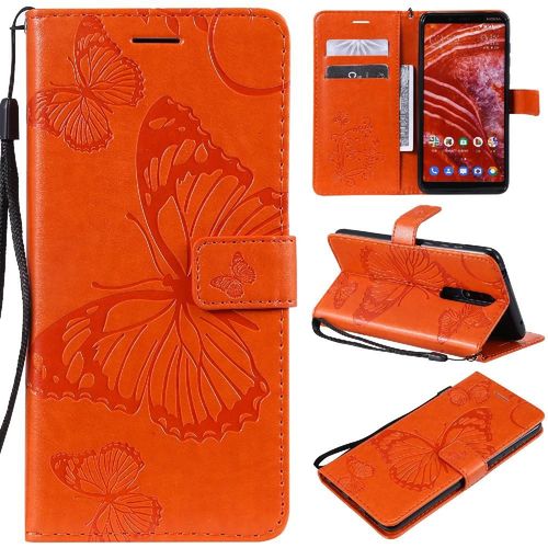 Flip Étui Pour Nokia 3.1 Plus Couverture Antichoc Avec Support De Fente Pour Carte Couverture Magnétique Cuir Pu Flip Kickband - Couleur Orange