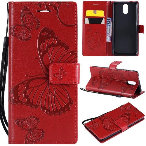 Flip Étui Pour Nokia 3.1 Couverture Antichoc Flip Kickband Avec Support De Fente Pour Carte Couverture Magnétique Cuir Pu - Rouge