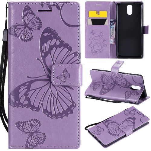 Flip Étui Pour Nokia 3.1 Couverture Antichoc Flip Kickband Avec Support De Fente Pour Carte Couverture Magnétique Cuir Pu - Violet