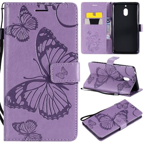 Flip Étui Pour Nokia 2.1 Couverture Magnétique Cuir Pu Flip Kickband Avec Support De Fente Pour Carte Couverture Antichoc - Violet