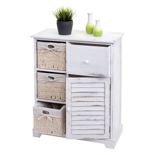 Commode Hwc-H21, Armoire À Tiroirs, Tiroir Panier En Bois Massif 80x60x30cm   Blanc Miteux