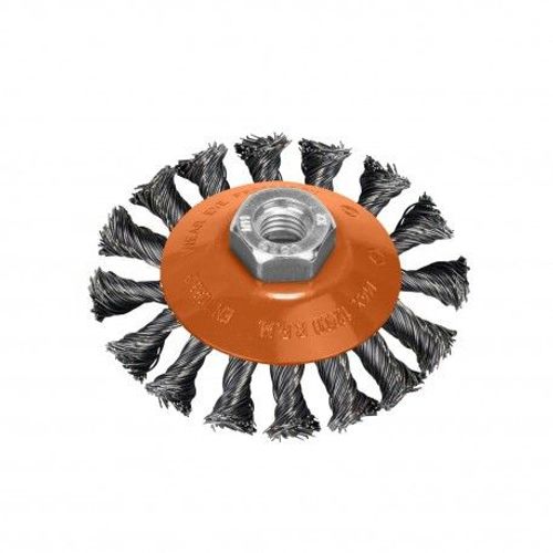 Cepillo Oblicuo Acero Trenzado Ø 100 mm. x 10 mm. Rosca M14 / Alambre de Ø 0,30 mm.