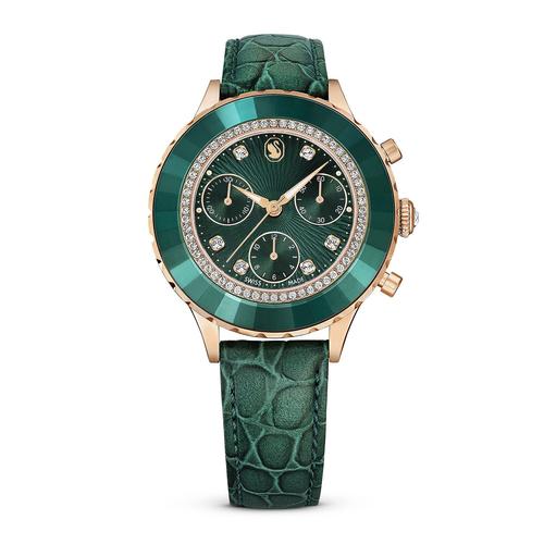 Montre Femme Swarovski Octea Chrono Cuir Vert