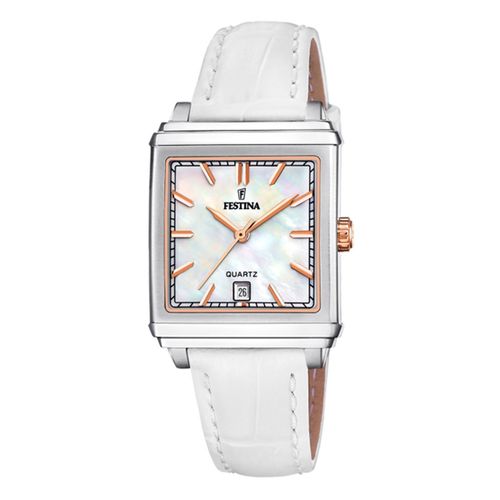 Montre Femme Festina Cuir Blanc Cadran Nacre Collection On The Square