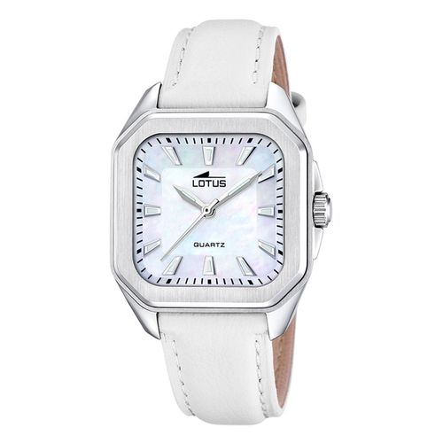 Montre Femme Lotus Boitier Carré Cuir Blanc