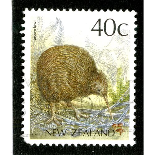 Timbre Oblitéré New Zealand, Brown Kiwi, 40 C