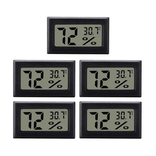 Pack de 5 mini hygromètres/thermomètres numériques Le noir