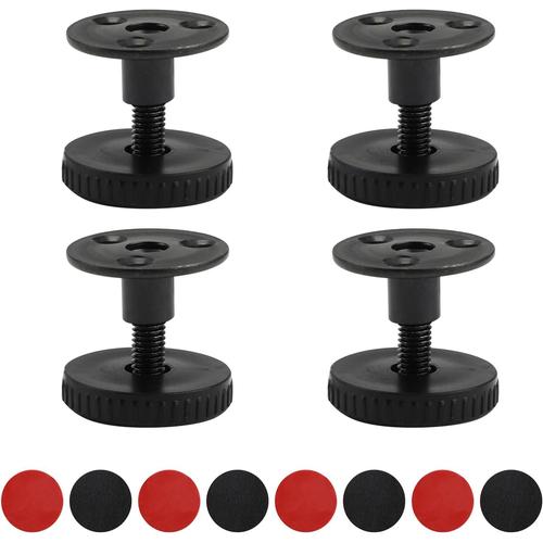 4 Pièces Cadre de Lit Fileté Réglable, Pieds Ajustable pour Meubles avec Vis, Kit Pied de Meuble Noir 27-40mm Peut être Percé ou Autocollant pour Tables Lits Armoires étagères Murs