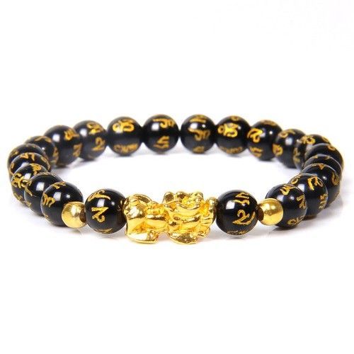 Bracelets En Obsidienne Pour Femmes, Bijou Pixiu, Pierre Naturelle, Perles De Bouddha, Six Gromotto