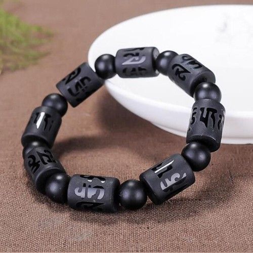 Bracelet Simple En Obsidienne Noire, Bijoux Fins En Cristal, Perle De Bouddha Sculptée
