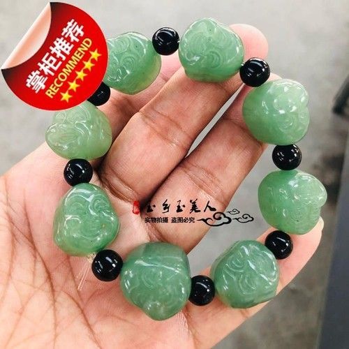 Bracelet En Jade Vert Naturel, Perles De Bouddha, Bijoux En Jade Pour Hommes Et Femmes