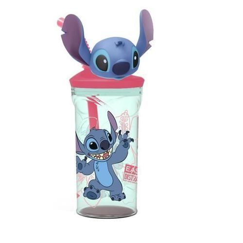 Gobelet / Verre Avec Paille Et Figurine 3d Stitch 360ml