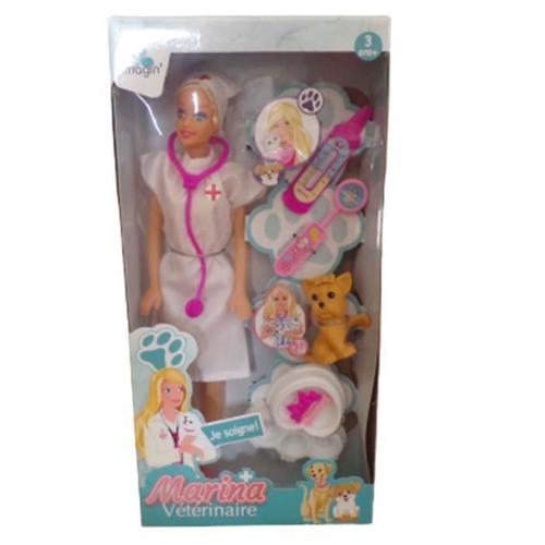 Poupée Vétérinaire - Marina - 28 Cm - Avec Accessoires - Petit Chien - Pour Enfants De 3 Ans Et Plus