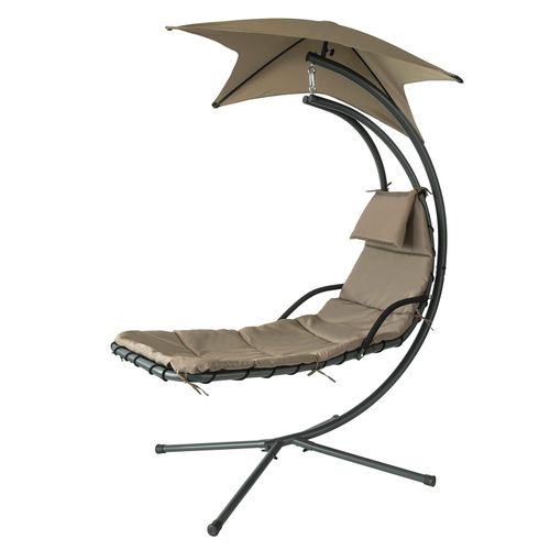 Sobuy Ogs39-Br Bain De Soleil Hamac Transat Suspendu Lit Suspend Balancelle De Jardin Et Patio Fauteuil - Café