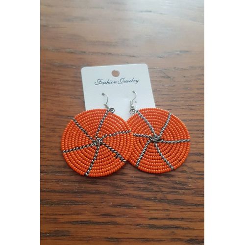 Boucles D'oreilles Perles Oranges