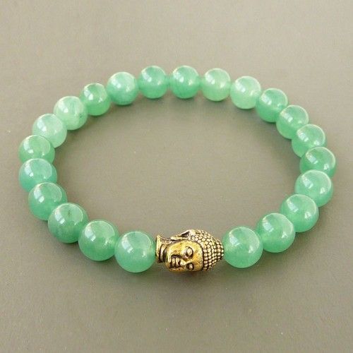 Bracelet Bouddha Porte Bonheur Vert Pour Femmes, Bijou De Méditation Bouddhiste Couleur Or, Perle De Bouddha, Sn0248